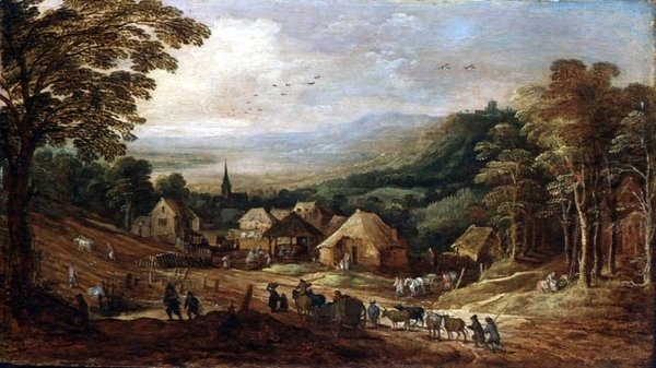 Paysage automnal avec paysans - J. and Momper J. de Brueghel