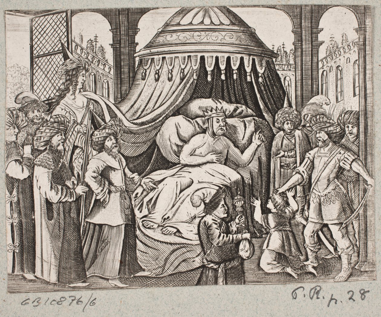 Illustration pour Adam Olearius, « Persianischer Rosenthal von einem Sinnreichen Poeten Schich Saadi […] », Schleswig 1660 - J. Muller