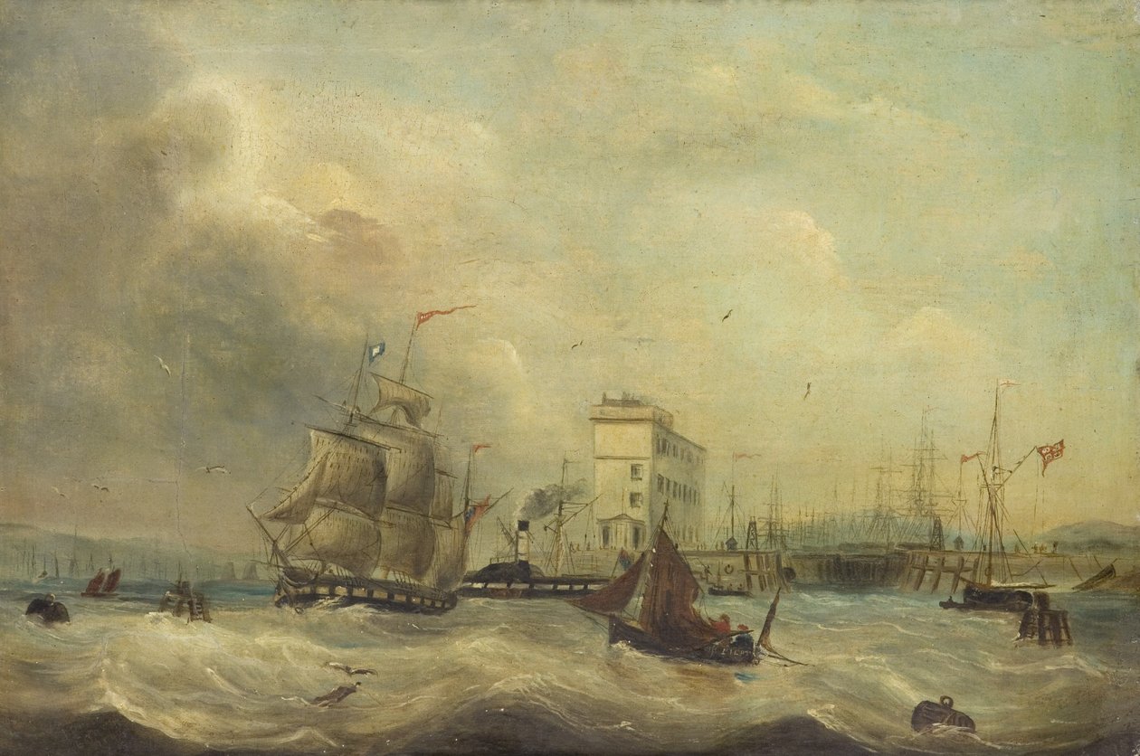 Docks de Cardiff (huile sur toile) - J. Price