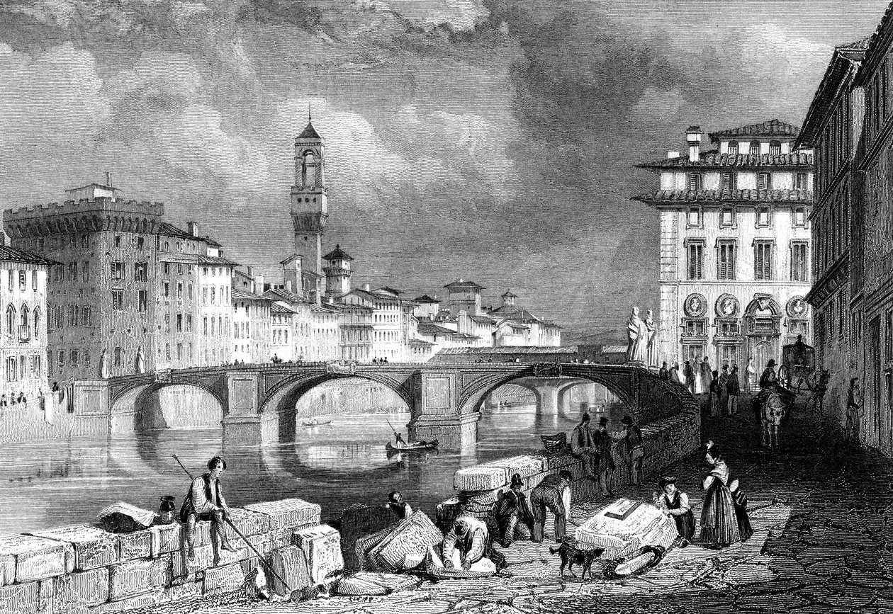 Le Ponte Santa Trinita, Florence, Italie, 19ème siècle - J. Redaway