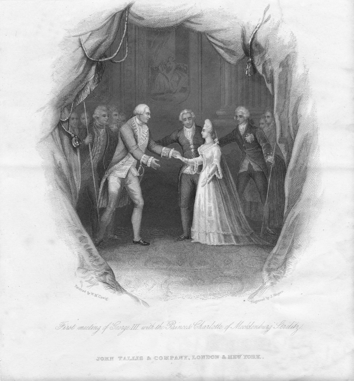 Première rencontre de George III avec la princesse Charlotte, 1761, milieu du 19e siècle - J. Rogers