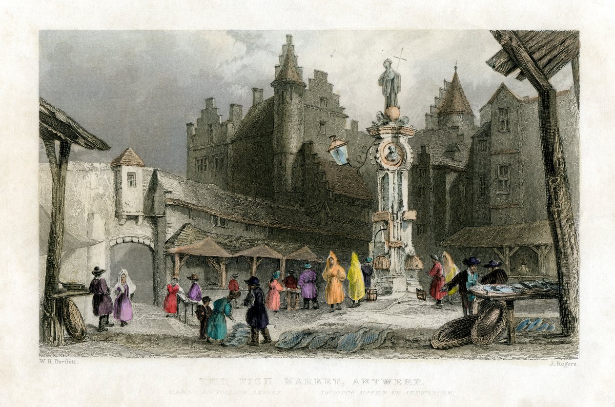 Le Marché aux Poissons, Anvers, Belgique, 19e siècle - J. Rogers