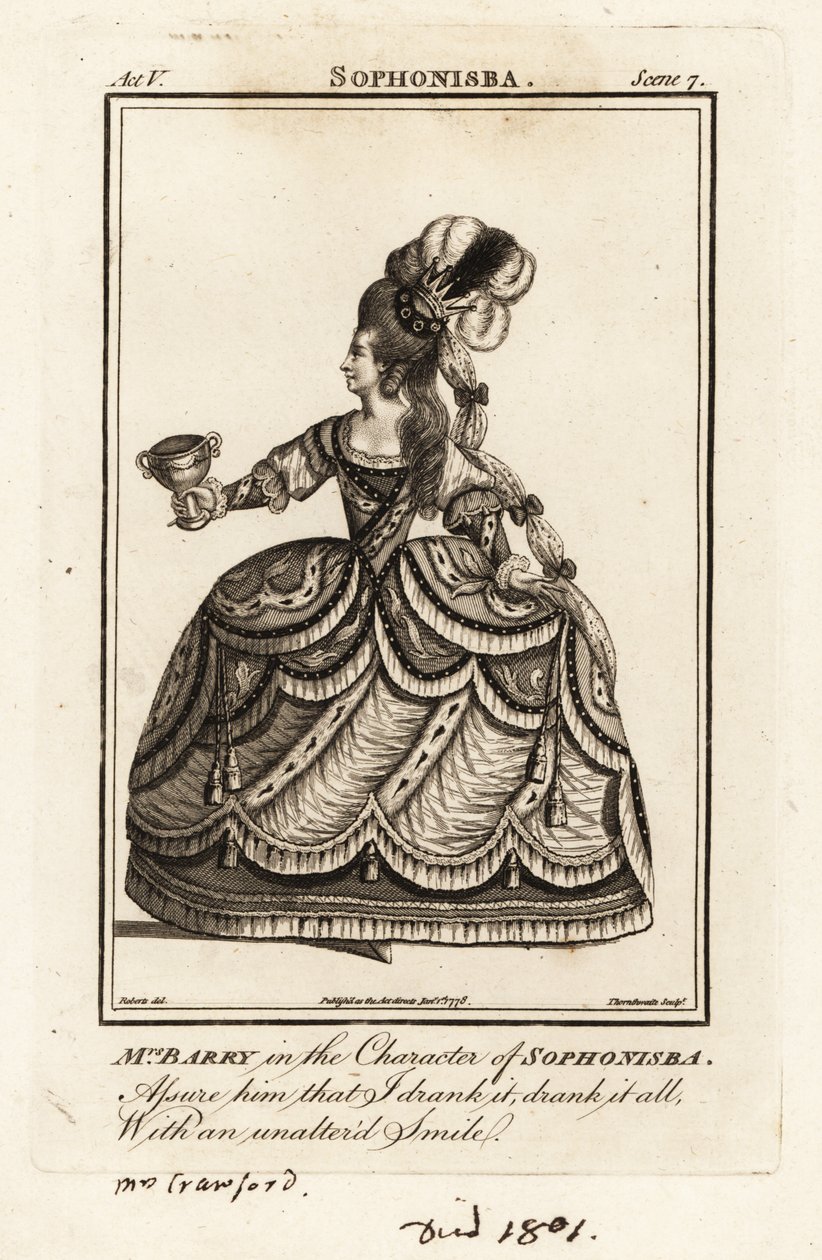 Mme Ann Barry dans le rôle de Sophonisba dans Sophonisba de James Thomson - J. Thornthwaite