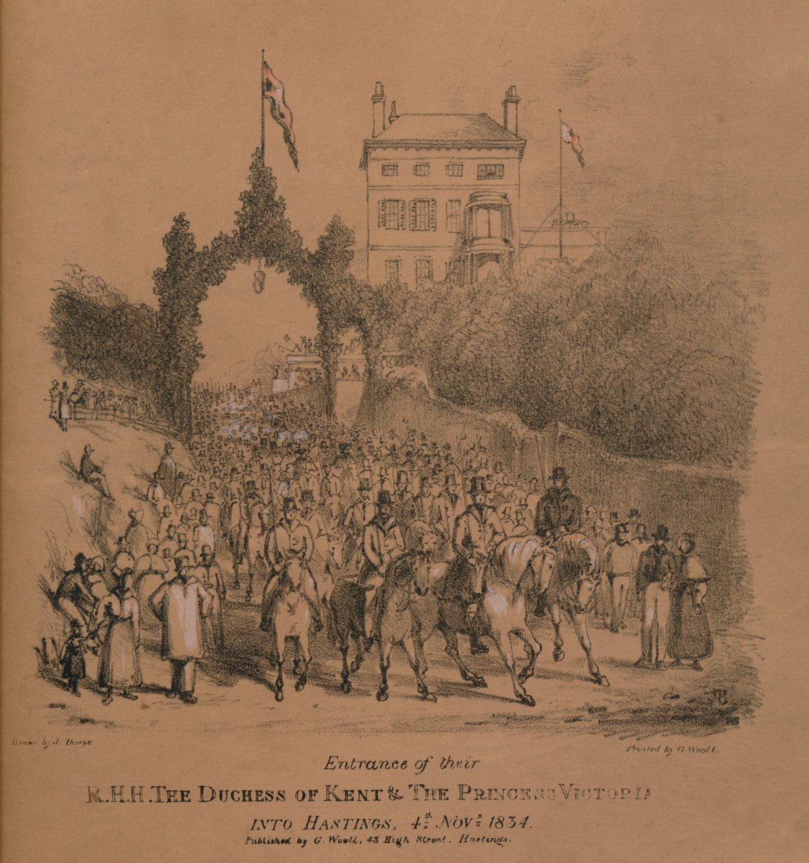 Entrée de leurs A.S.S. La Duchesse de Kent et La Princesse Victoria à Hastings - J. Thorpe