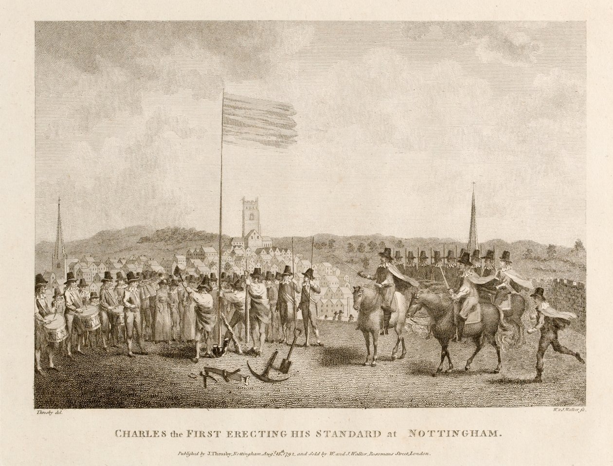 Charles Ier érigeant son étendard à Nottingham - J. Throsby
