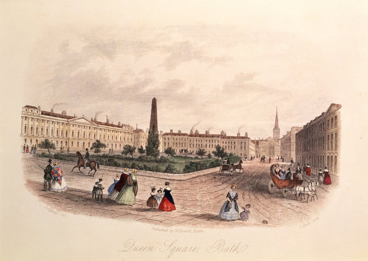 Queen Square, Bath, gravé par J. Shury - J. after Appleby