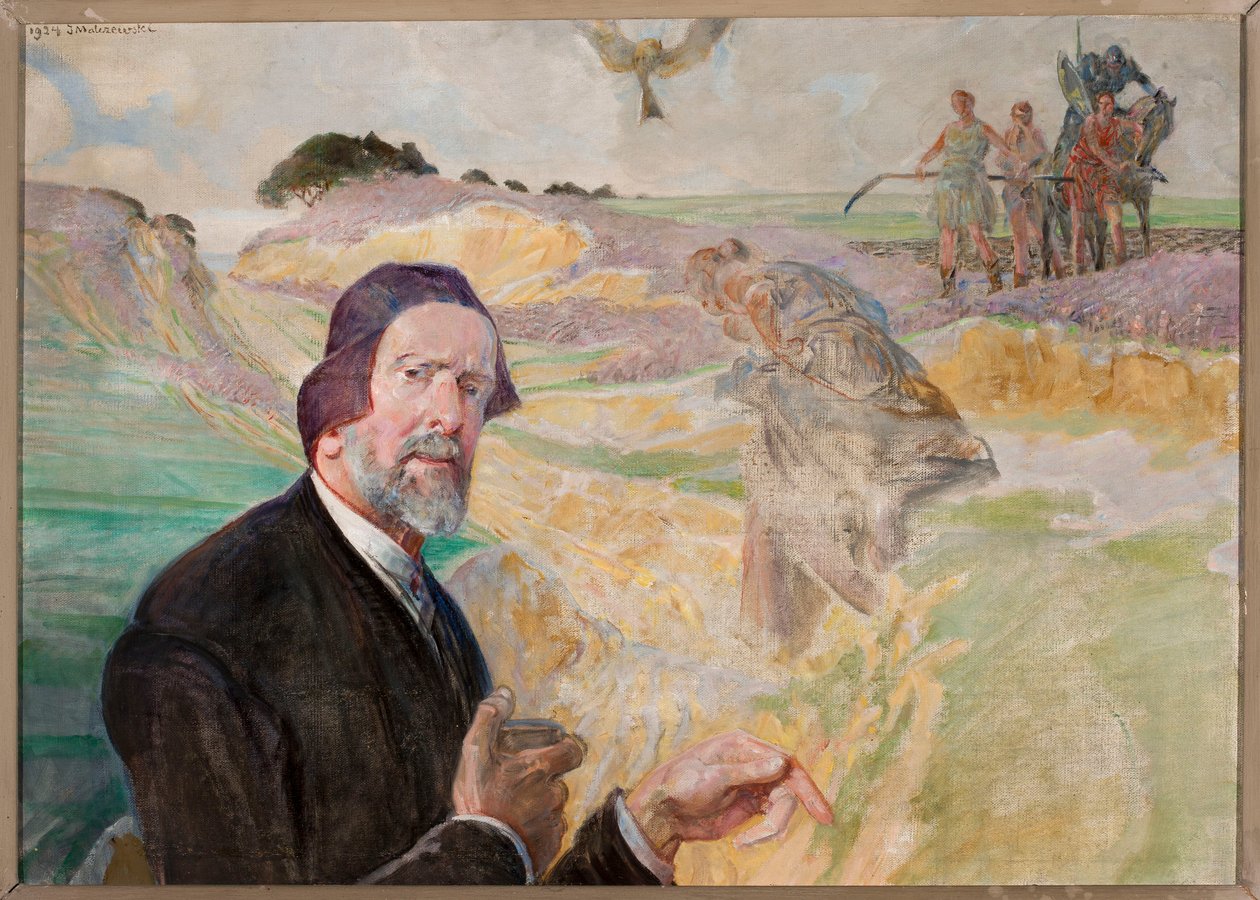 Autoportrait sur fond de route polonaise - Jacek Malczewski