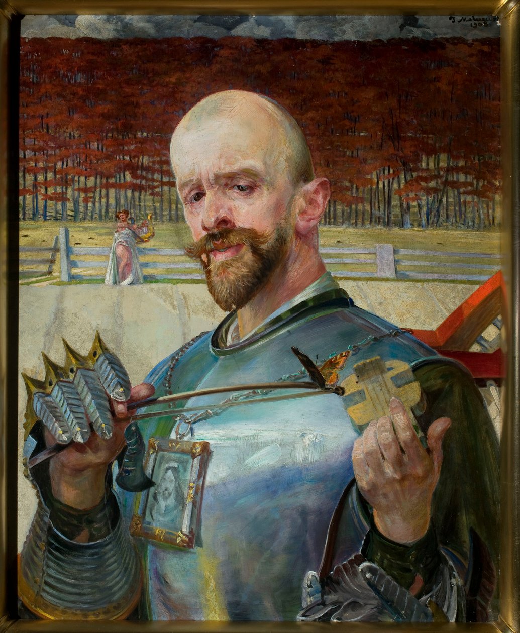 Autoportrait en armure avec un petit violon - Jacek Malczewski