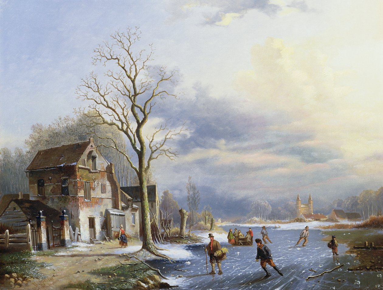 Patineurs sur le lac - Jan Jacob Spohler