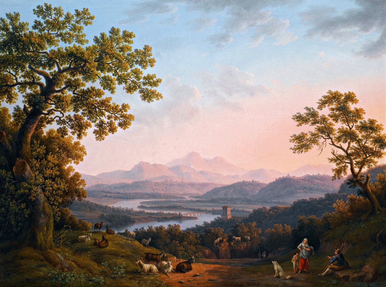 Vue de la vallée du Tibre avec les montagnes Sabines - Jacob Philipp Hackert