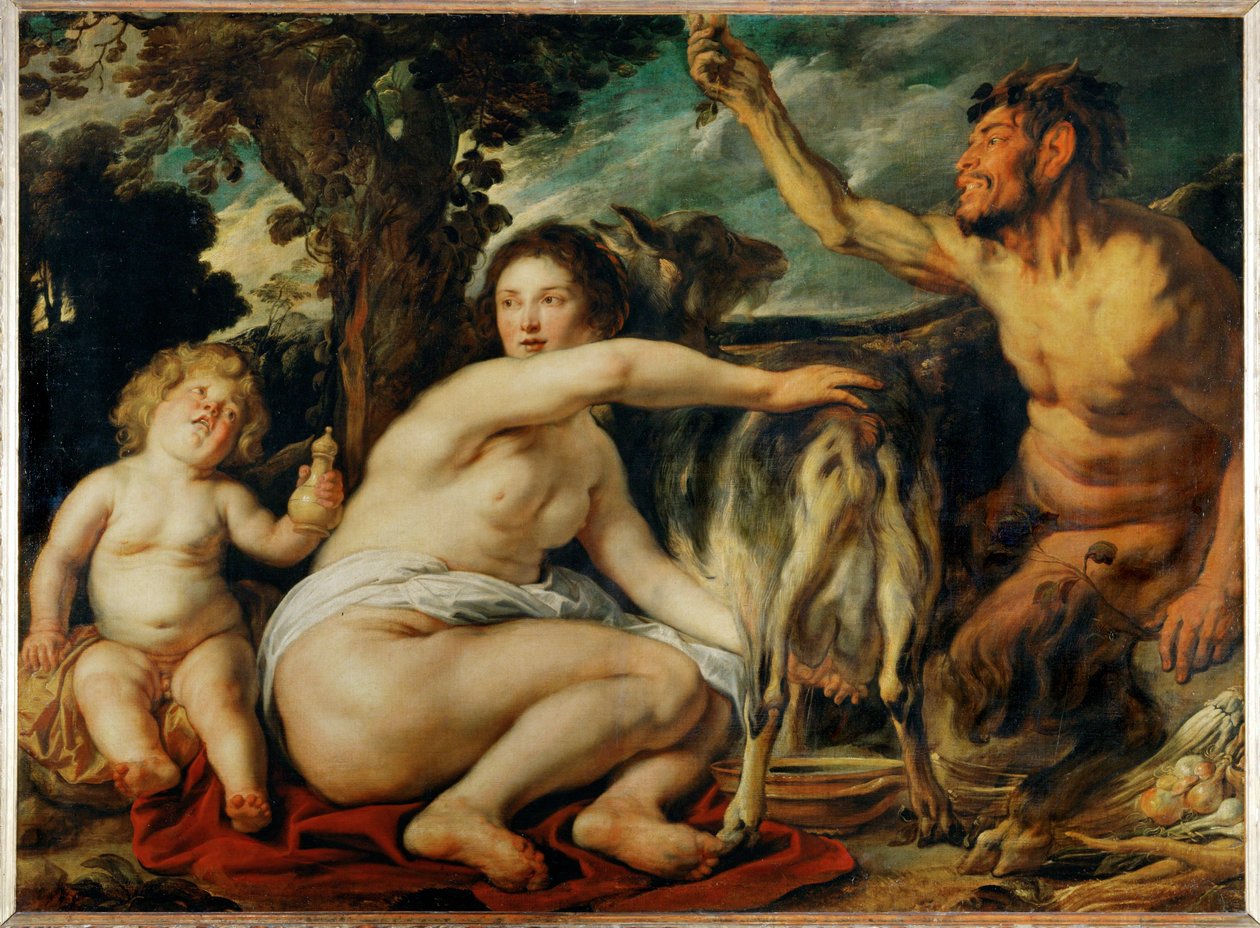 Jupiter enfant nourri par la chèvre Amalthee - The child Jupiter nursed by the goat Amalthea ... - Jacob (studio of) Jordaens