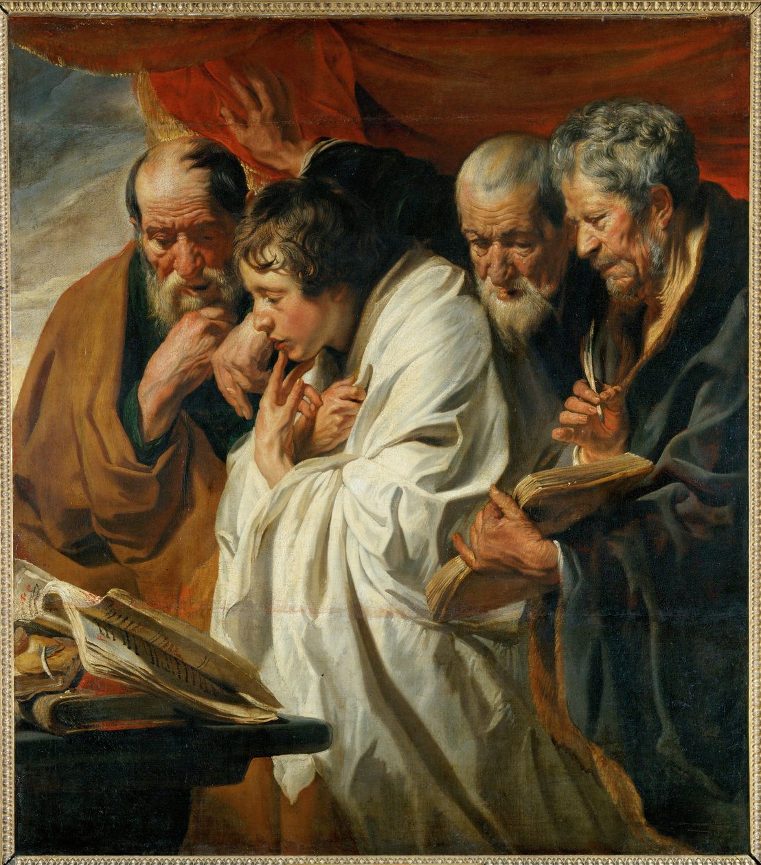 Les quatre évangélistes Matthieu, Luc, Marc et Jean ... - Jacob (studio of) Jordaens