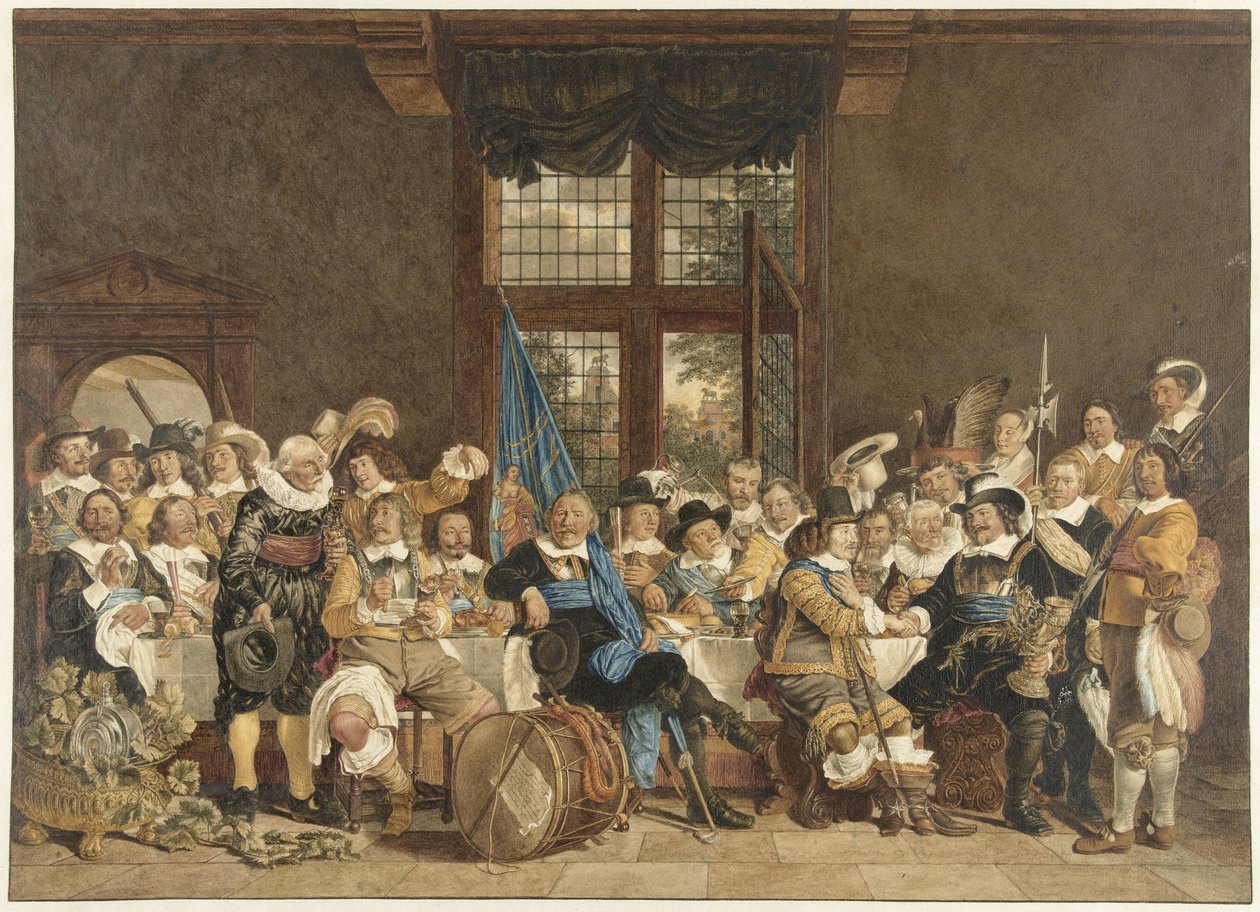 Le banquet des arquebusiers à Amsterdam pour célébrer la paix de Münster, 18 juin 1648 - Jacob  Cats