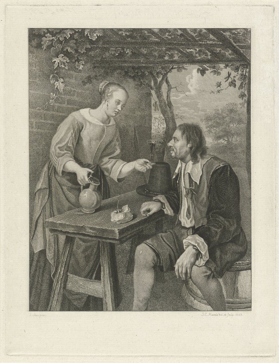 Jeune femme offrant un verre de vin à un homme - Jacob Ernst Marcus