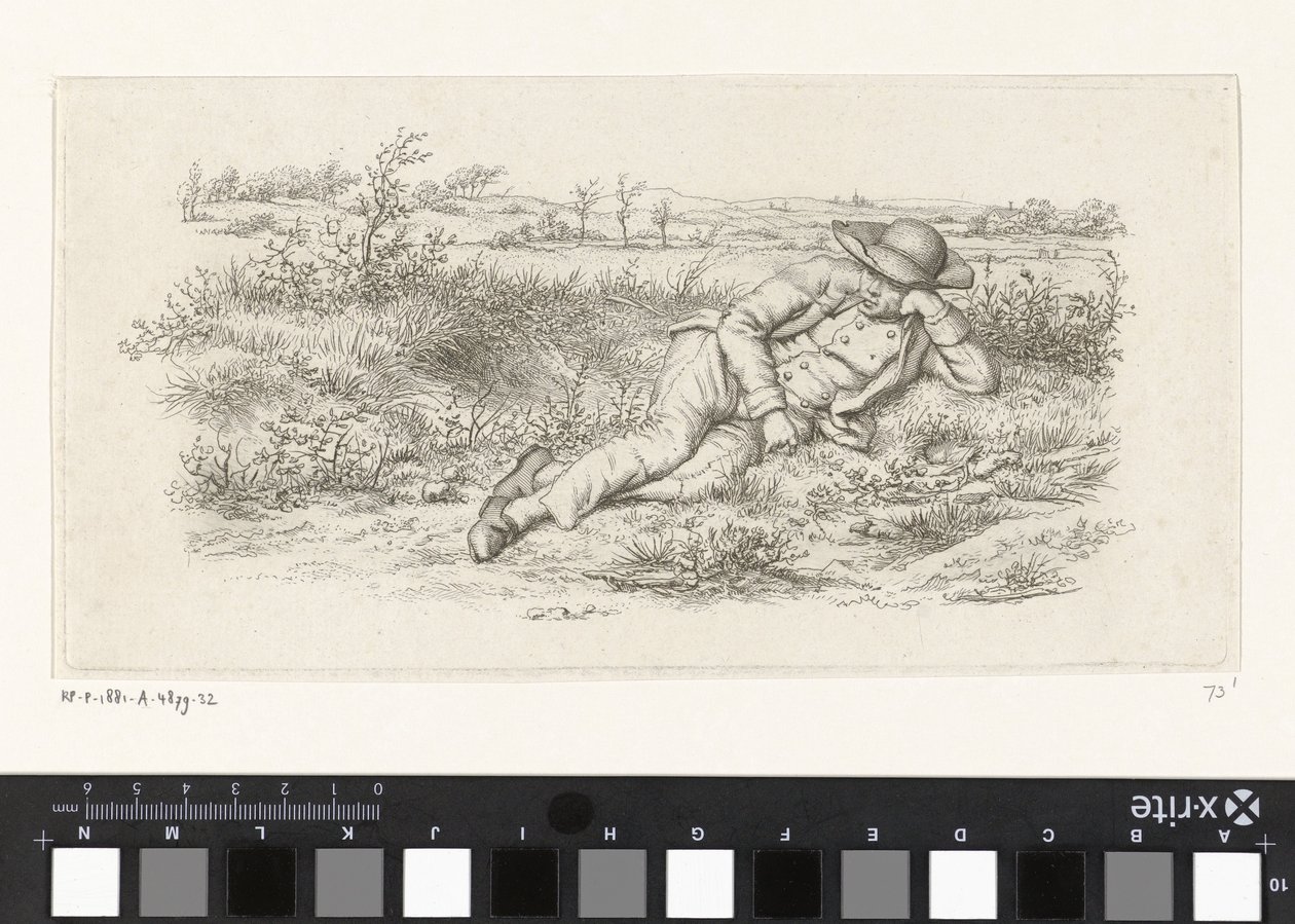 Homme allongé dans un paysage - Jacob Ernst Marcus