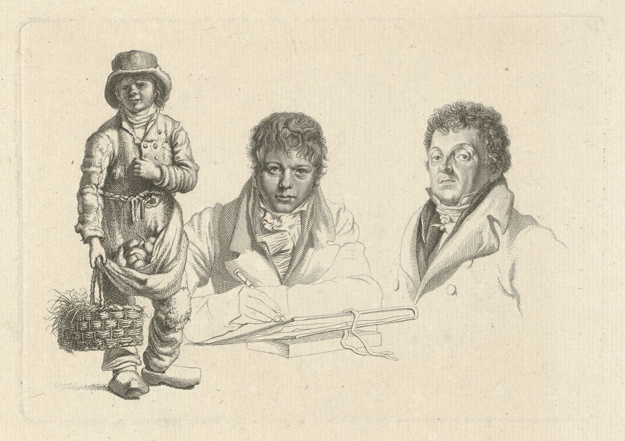 Portraits de J.P. Visser Bender et P.Pz. Barbiers avec un garçon - Jacob Ernst Marcus