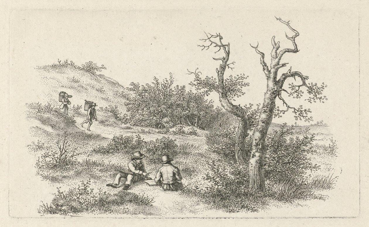 Dessinateurs dans un paysage de dunes - Jacob Ernst Marcus