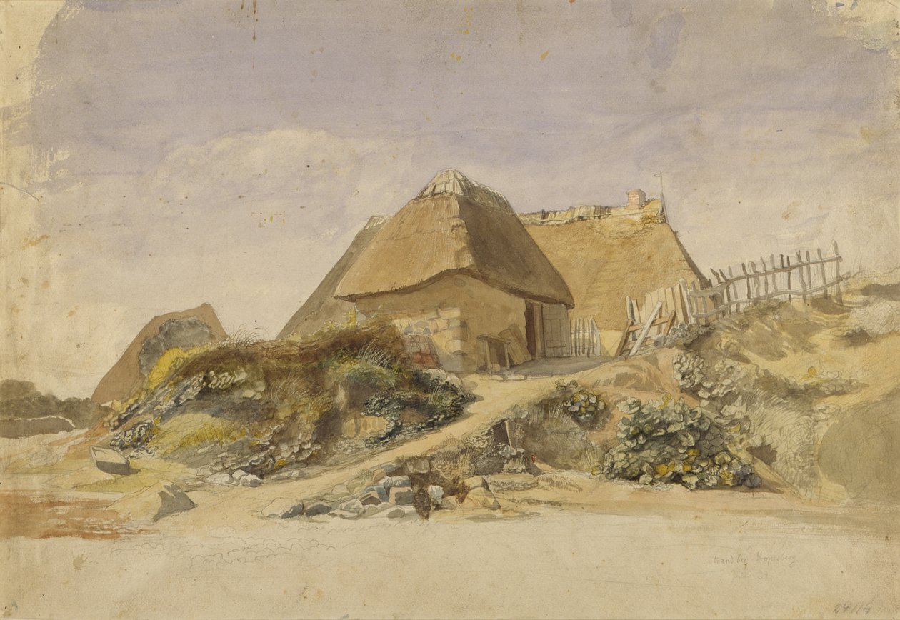 Cabines de pêcheurs à la plage de Hopesberg, 1834 - Jacob Gensler