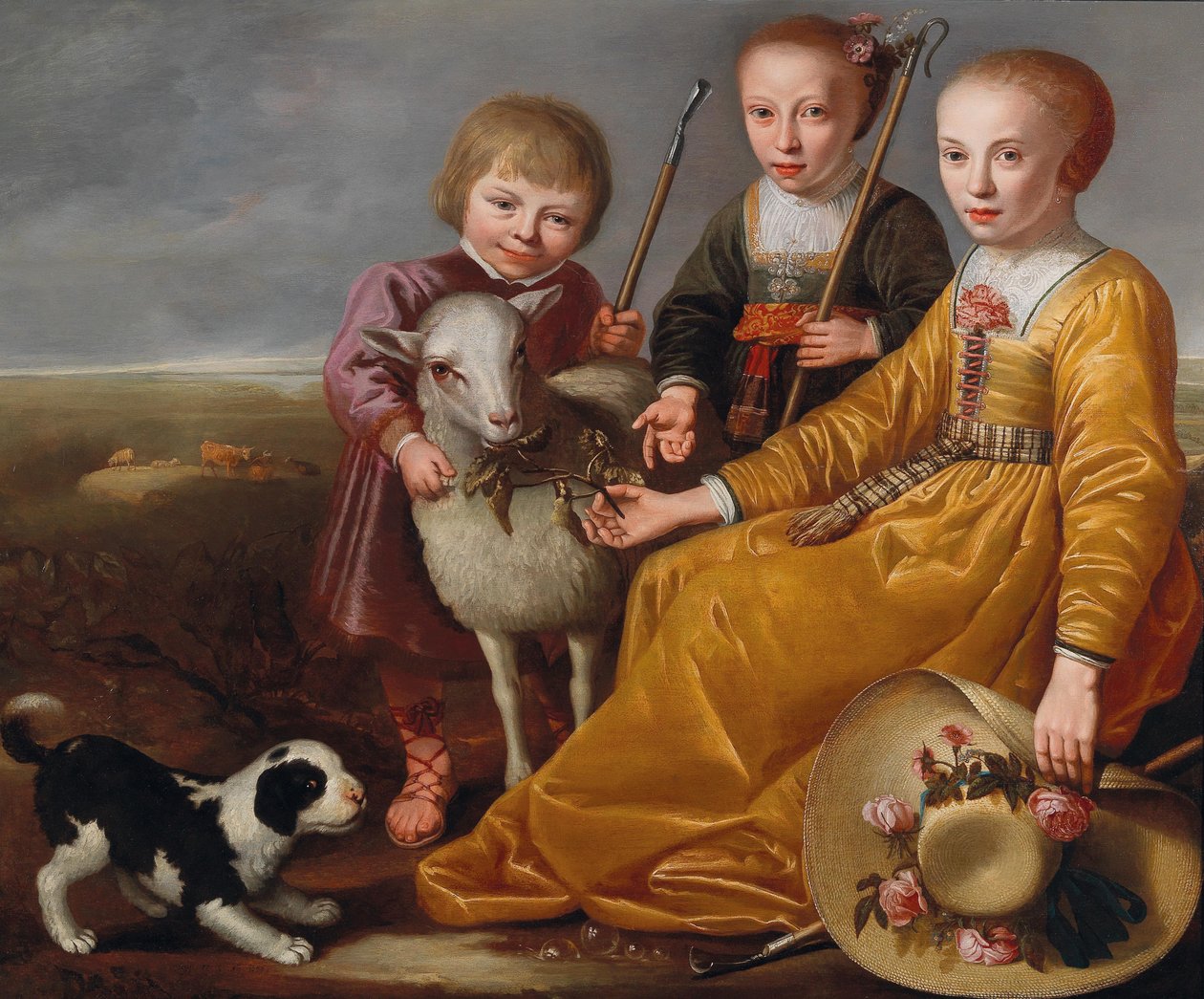 Trois enfants avec une chèvre et un chien dans un paysage, 1639 - Jacob Gerritsz Cuyp