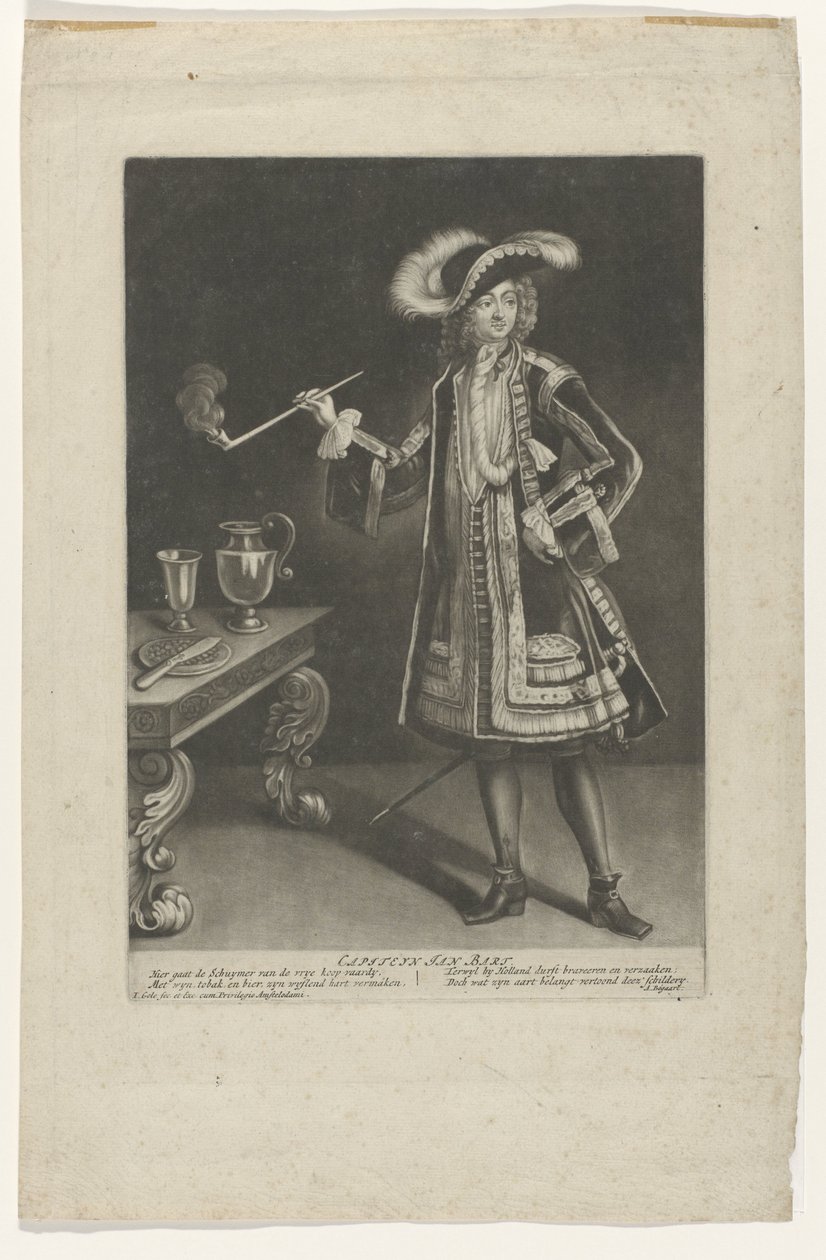 Portrait du capitaine Jan Bart, debout avec une pipe - Jacob Gole