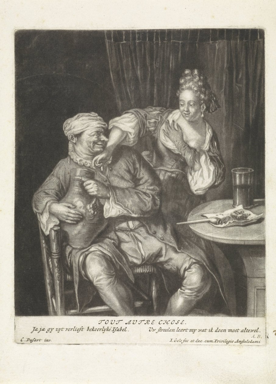 Femme et homme avec une cruche de vin - Jacob Gole