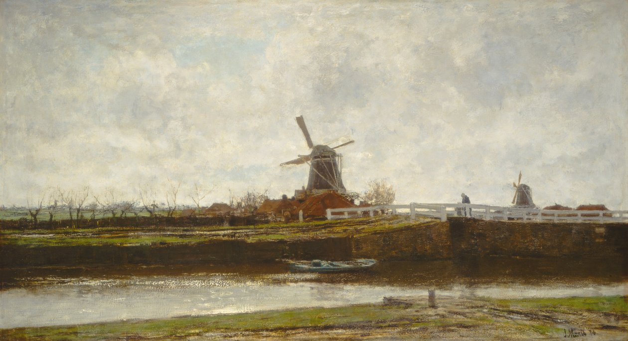 Vue du moulin et du pont sur le Noordwest Buitensingel à La Haye - Jacob Henricus Maris