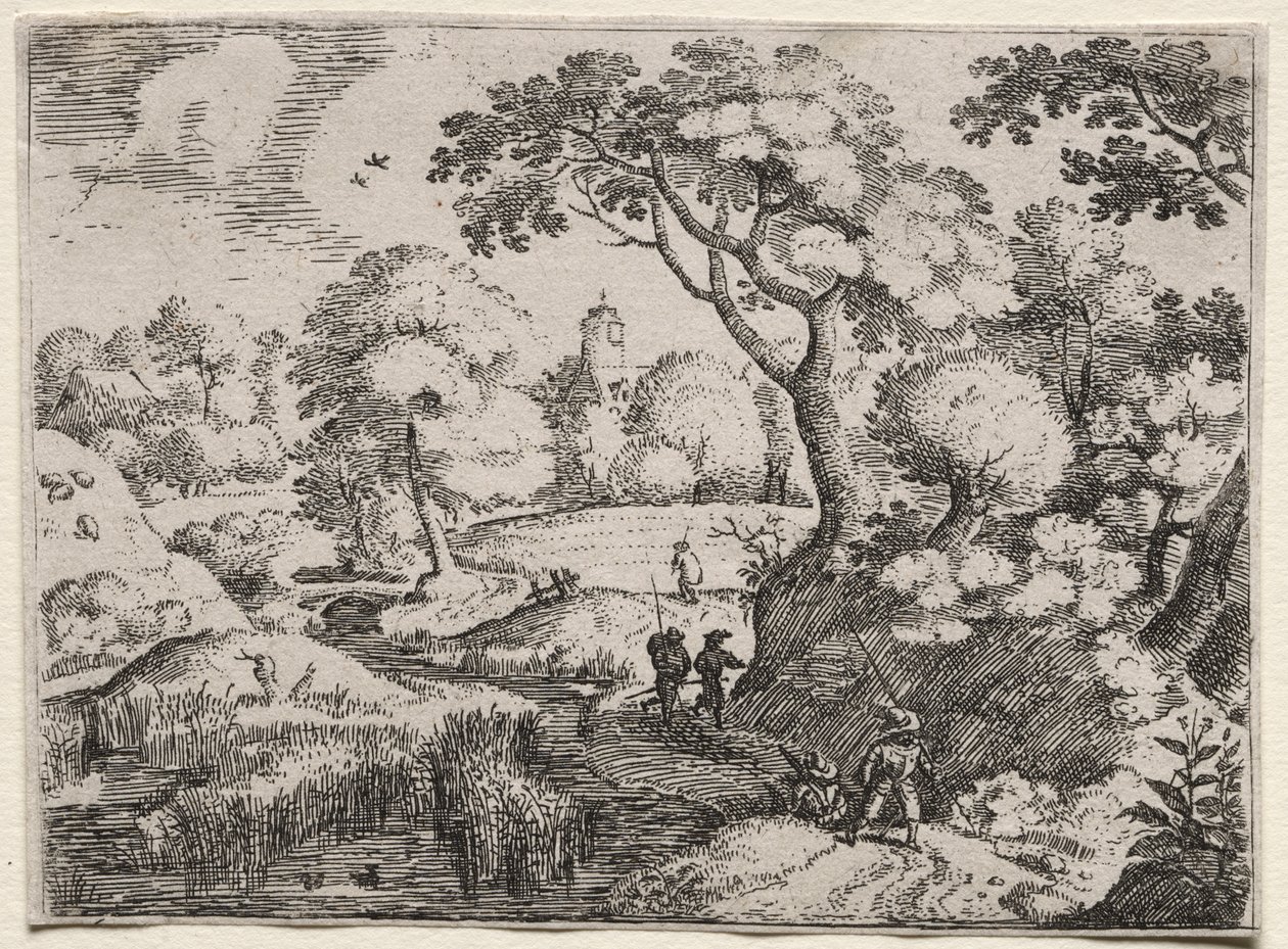 Six paysages: Chemin entre marais et rive boisée - Jacob I Savery