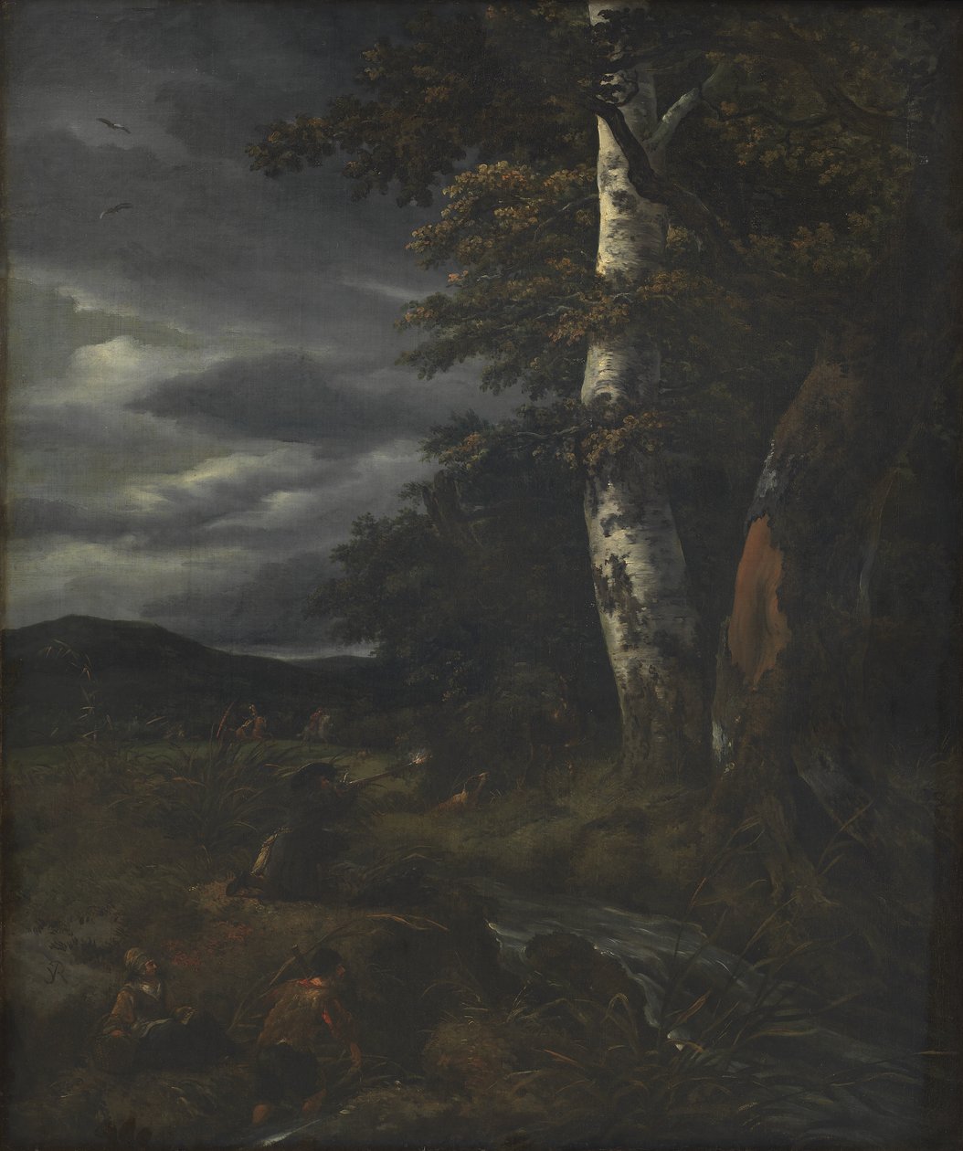 Paysage avec une scène de chasse - Jacob van Ruisdael