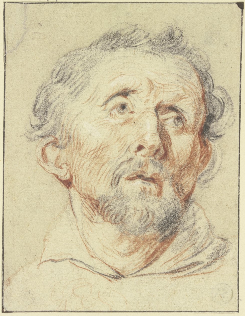 Un vieil homme vu de face, levant les yeux vers le ciel - Jacob Jordaens