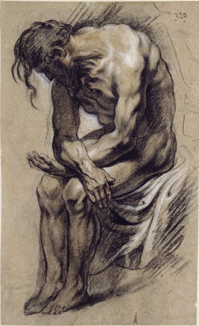 Homme nu assis, étude pour un Christ lors du couronnement d