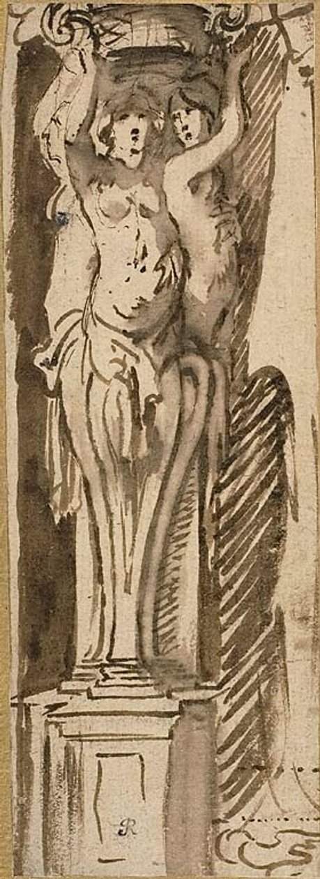 Trois cariatides soutenant un panier - Jacob Jordaens
