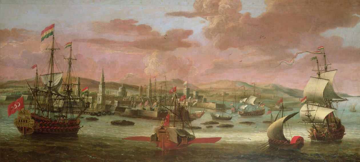 Navires de guerre hollandais et galères turques au large de Constantinople - Jacob Knyff