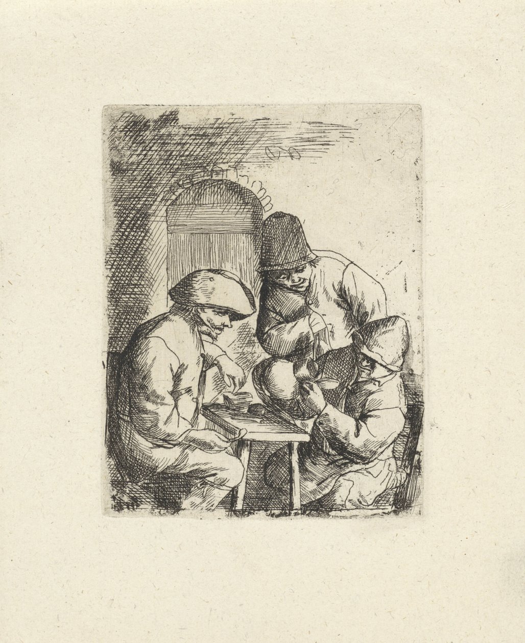 Trois hommes et une cruche vide - Jacob Laurensz. van der Vinne