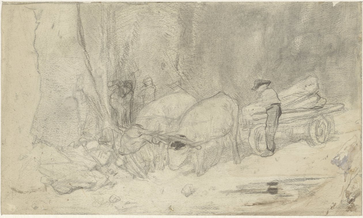 Chariot de bœufs sur un chemin de montagne - Jacob Maris