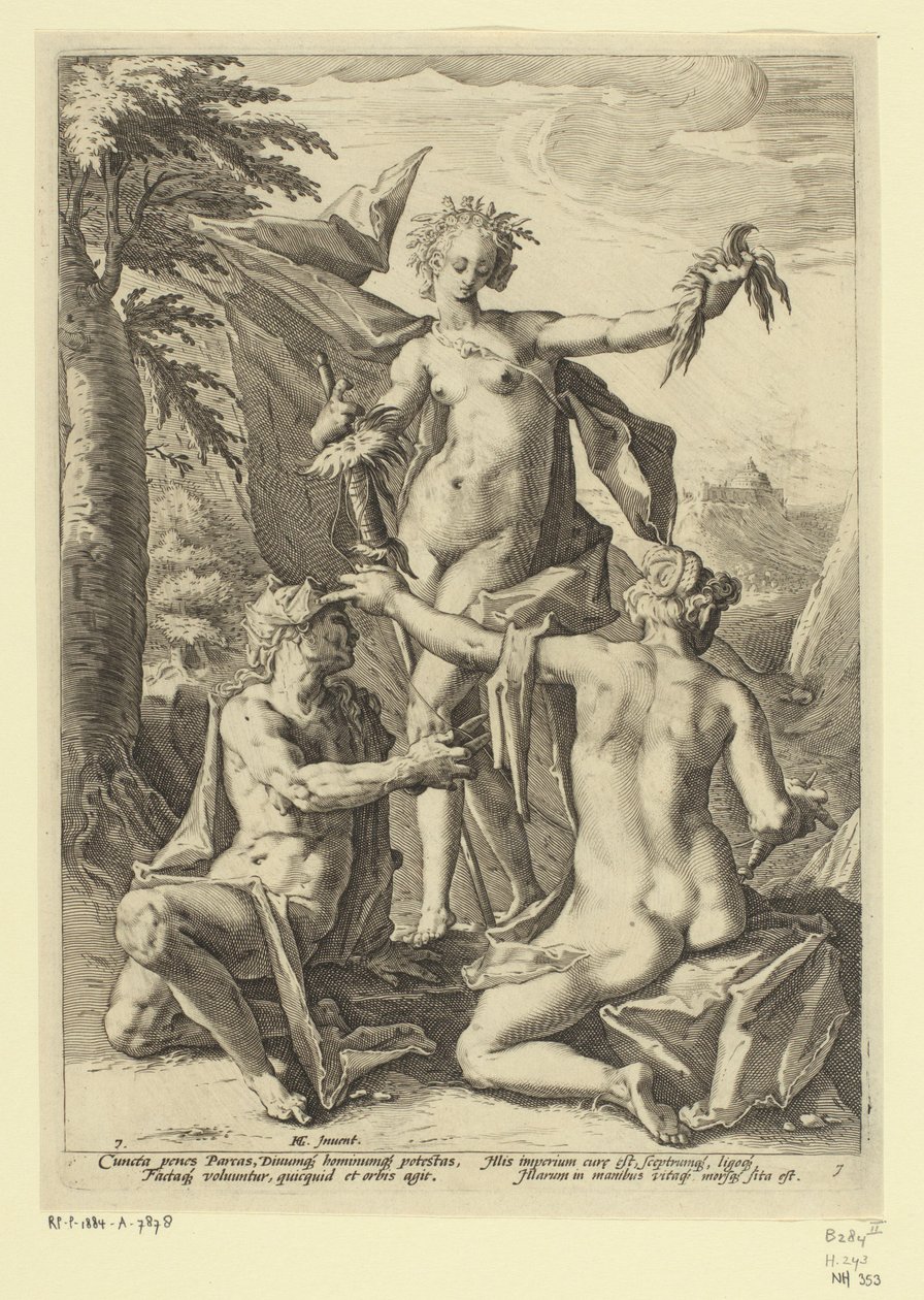 Les trois Parques (Représentations mythologiques et allégoriques) - Jacob Matham (attributed to)