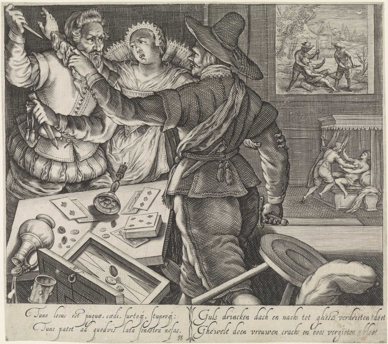 Bagarre de joueurs de cartes avec des armes tirées - Jacob Matham