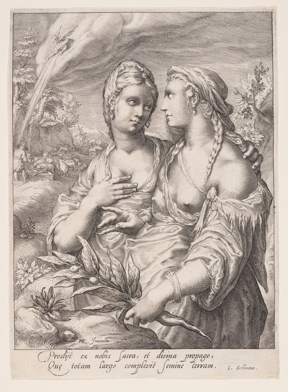 Léa et Rachel, dans Les épouses des patriarches - Jacob Matham