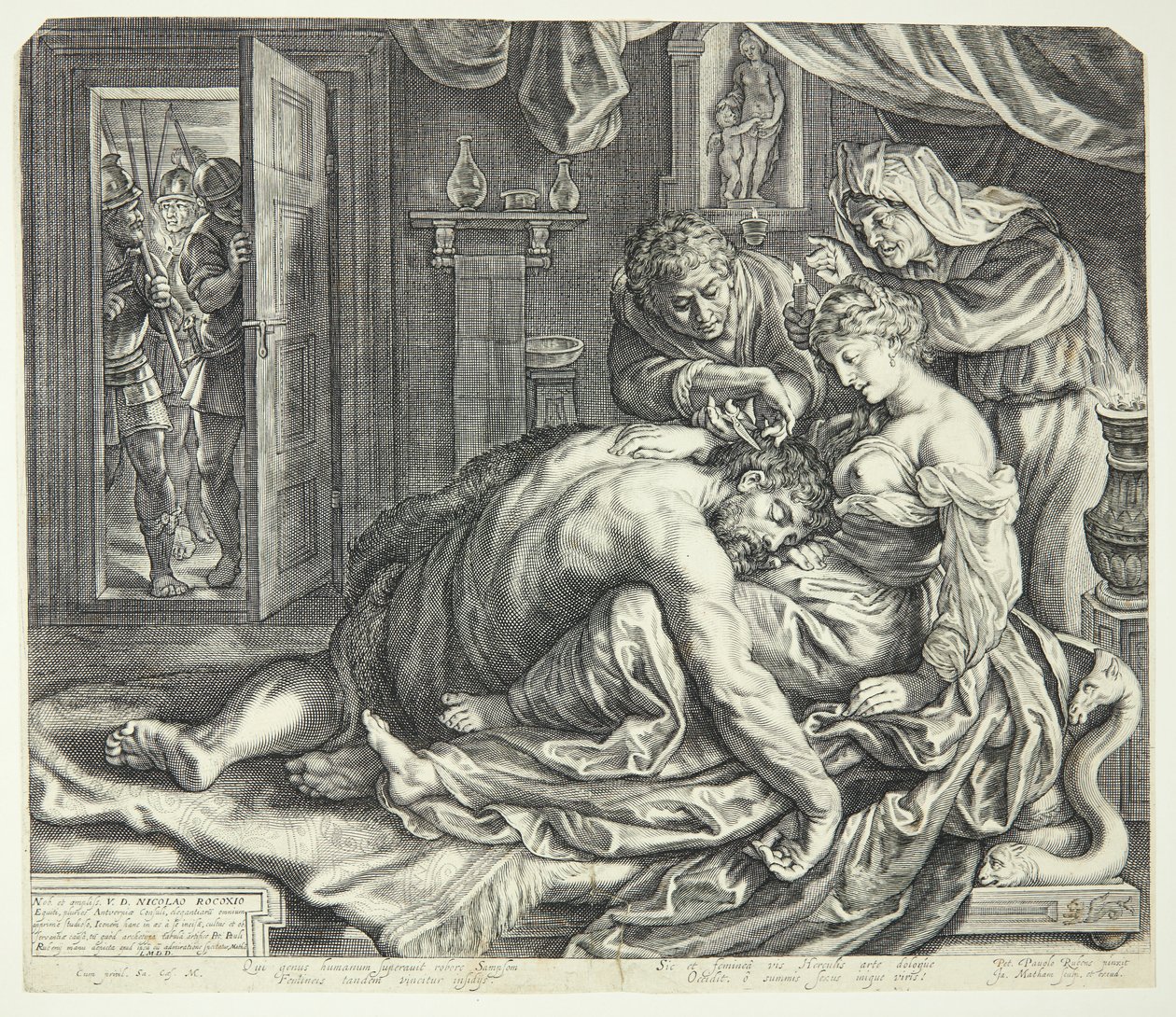Samson endormi sur les genoux de Dalila - Jacob Matham
