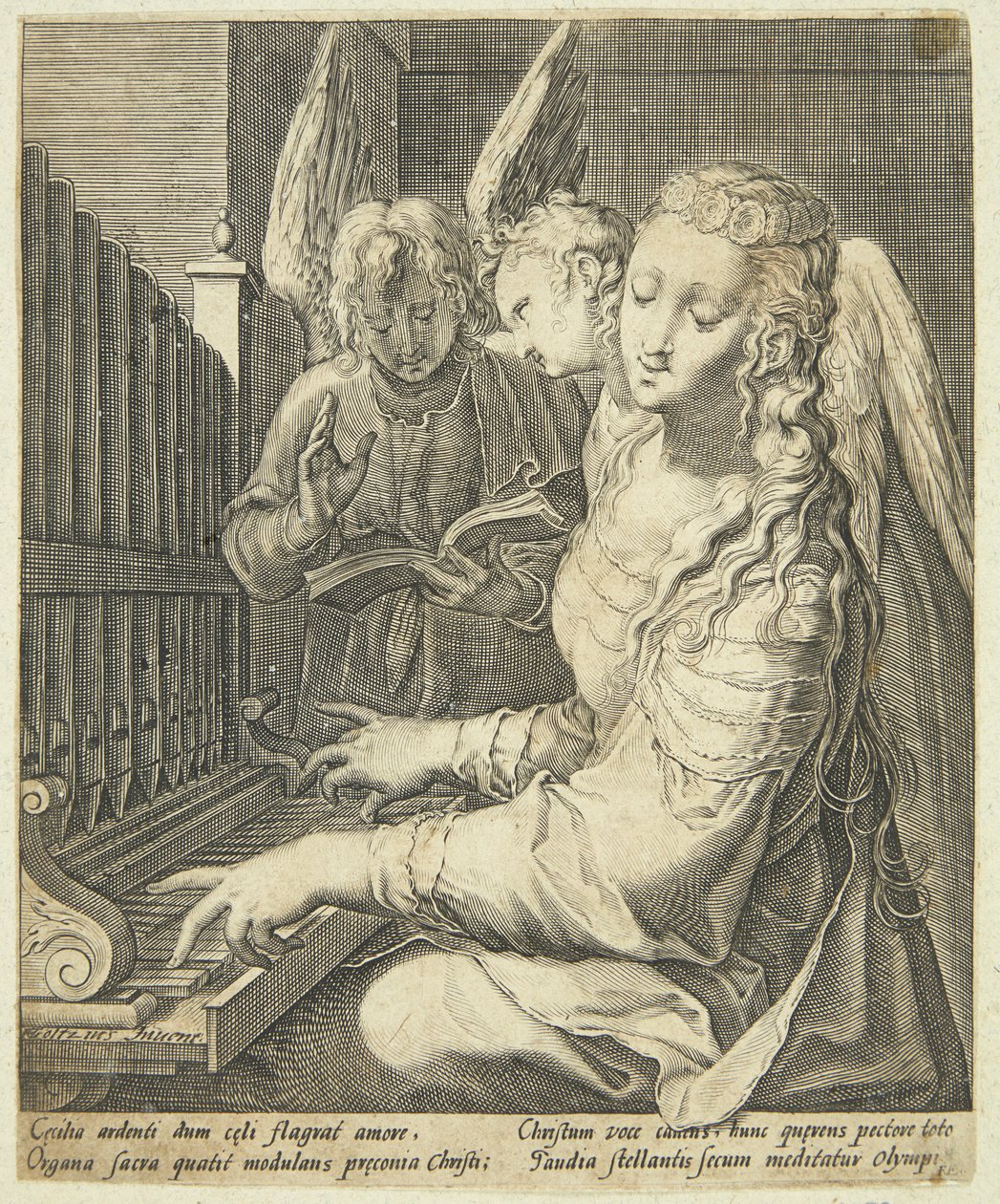 Sainte Cécile jouant de l