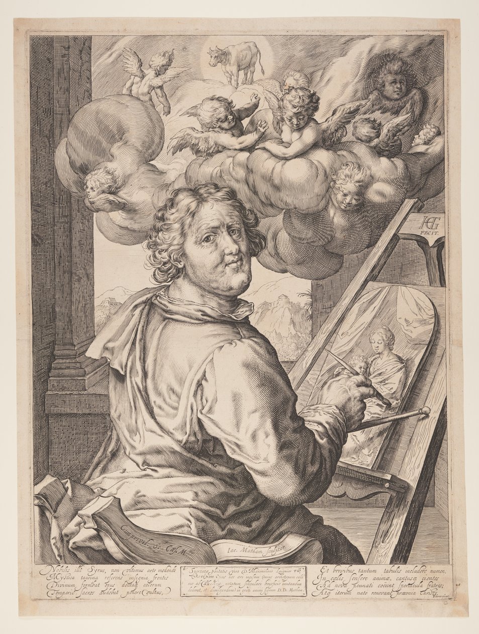Saint Luc peignant la Vierge | Jacob Matham | Estampe d'art