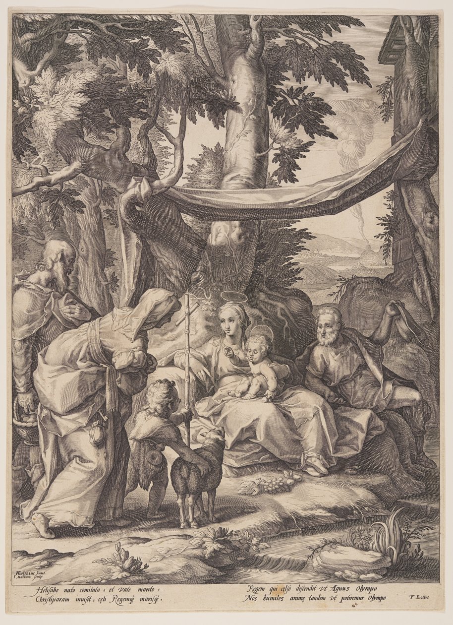 La Sainte Famille avec les saints Élisabeth, Zacharie et Jean - Jacob Matham