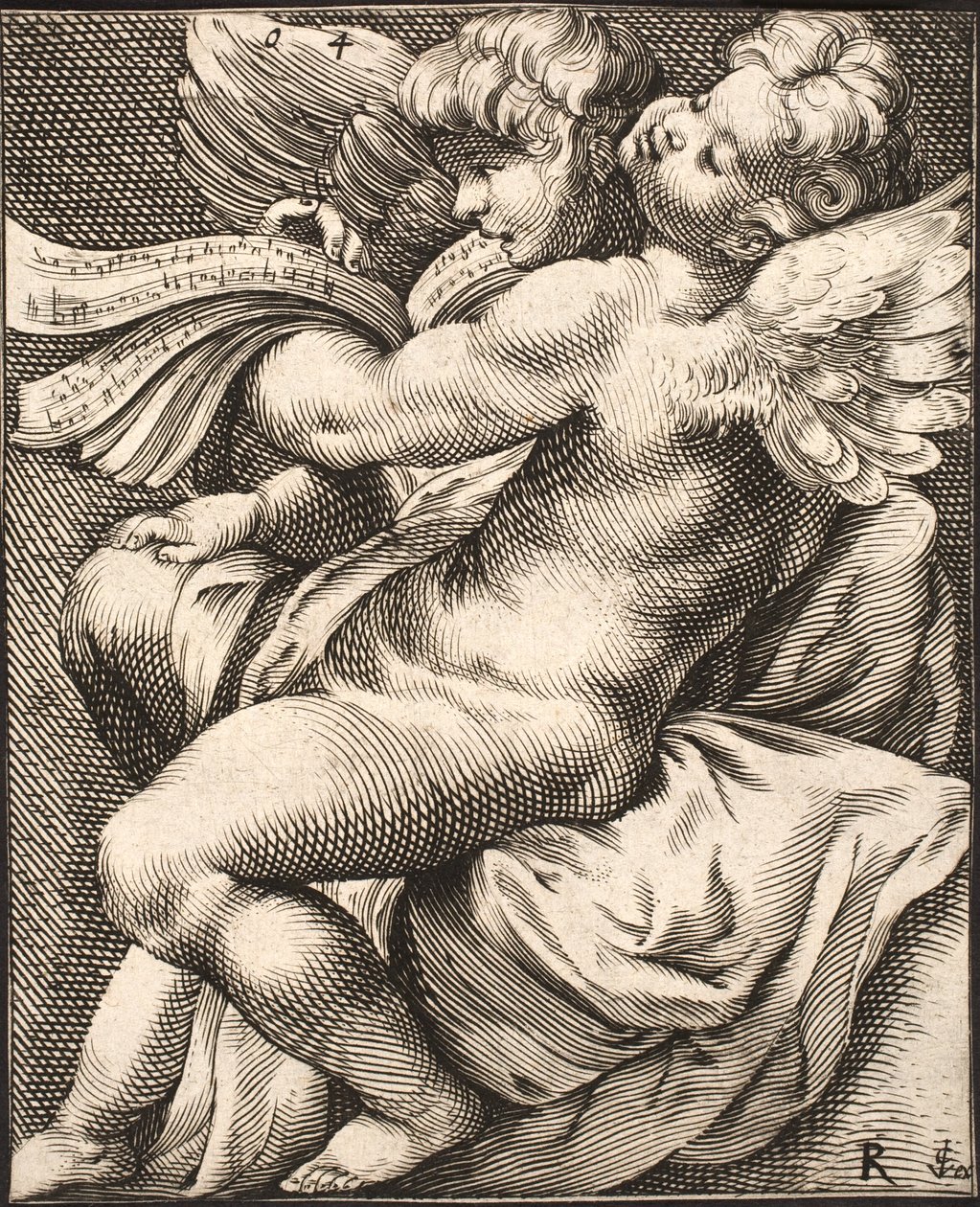 Deux putti chantant - Jacob Matham