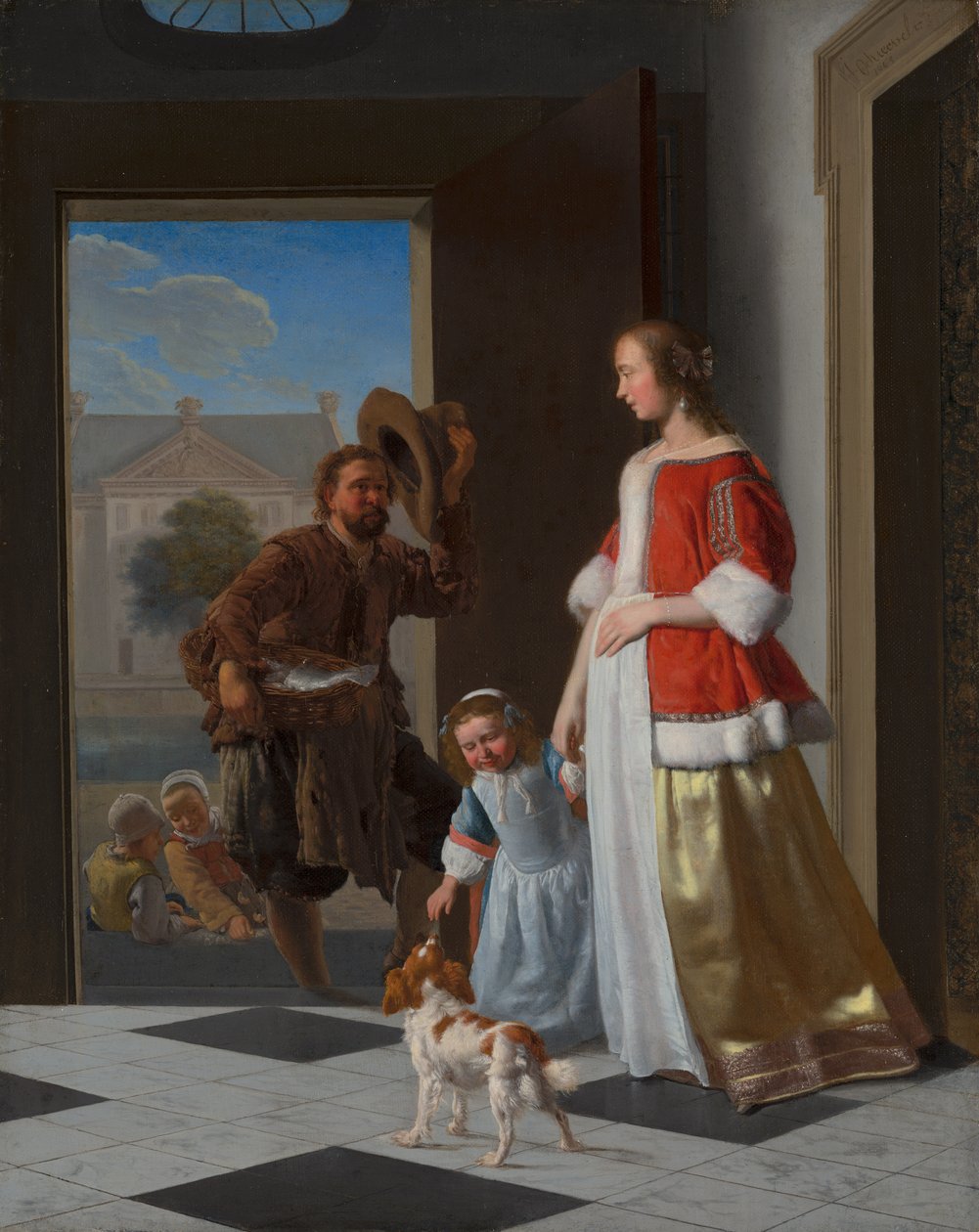 Un poissonnier à la porte - Jacob Lucasz Ochtervelt