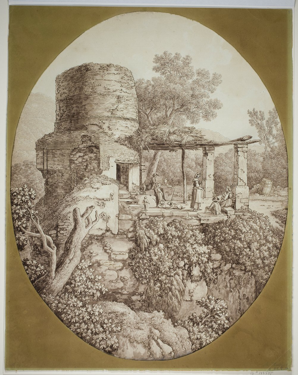 Groupe de personnes sur une terrasse - Jacob Philipp Hackert