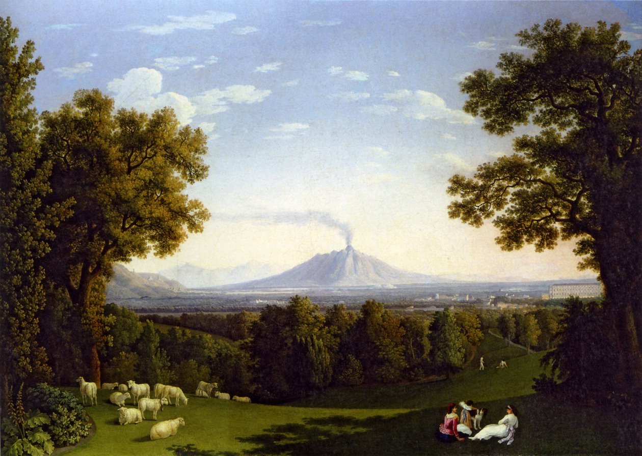 Paysage avec le Palais de Caserte et le Vésuve - Jacob Philipp Hackert