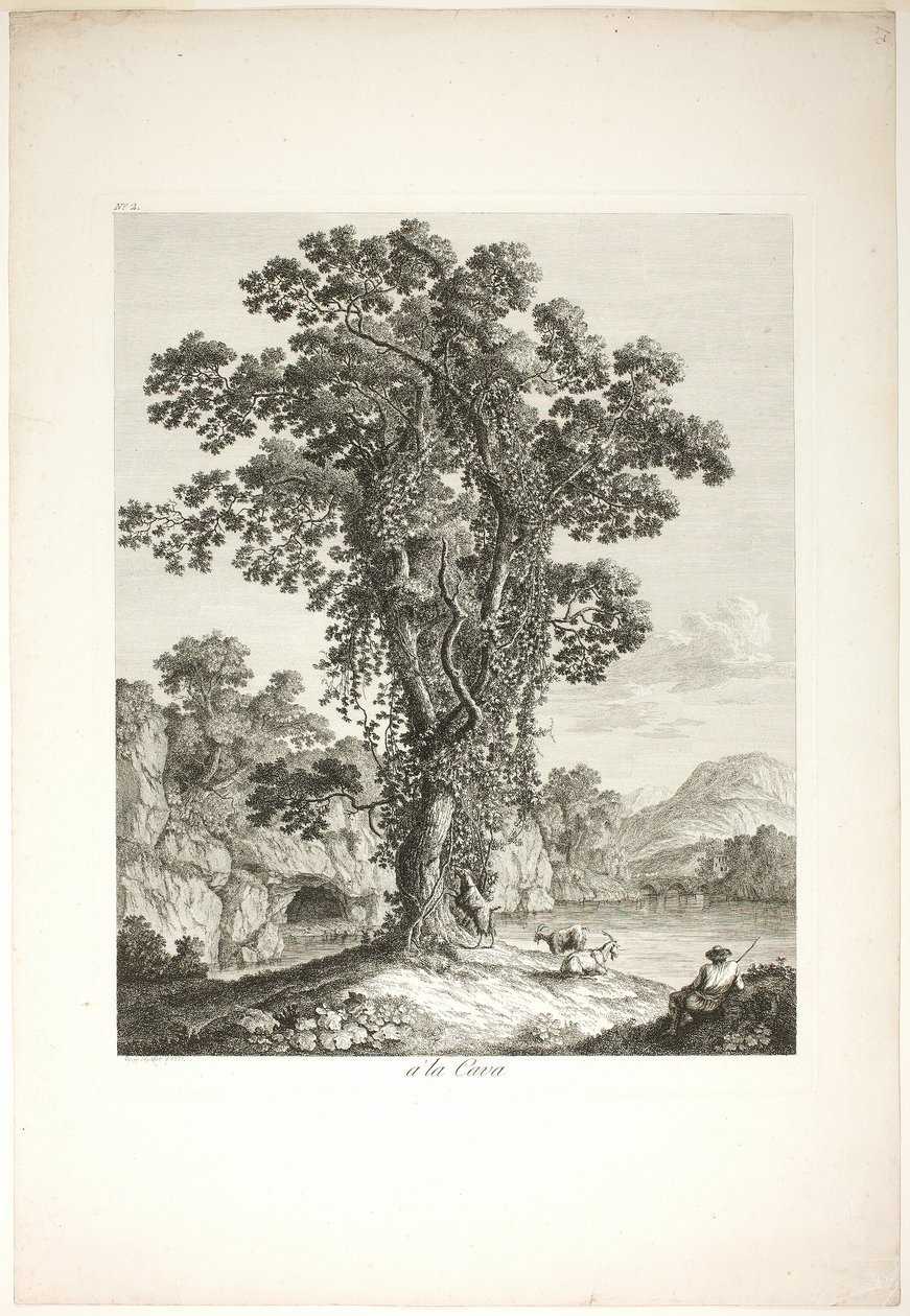 Près de la Cava, de la Suite de IV Vues Dessinées Dans le Royaume de Naples - Jacob Philipp Hackert