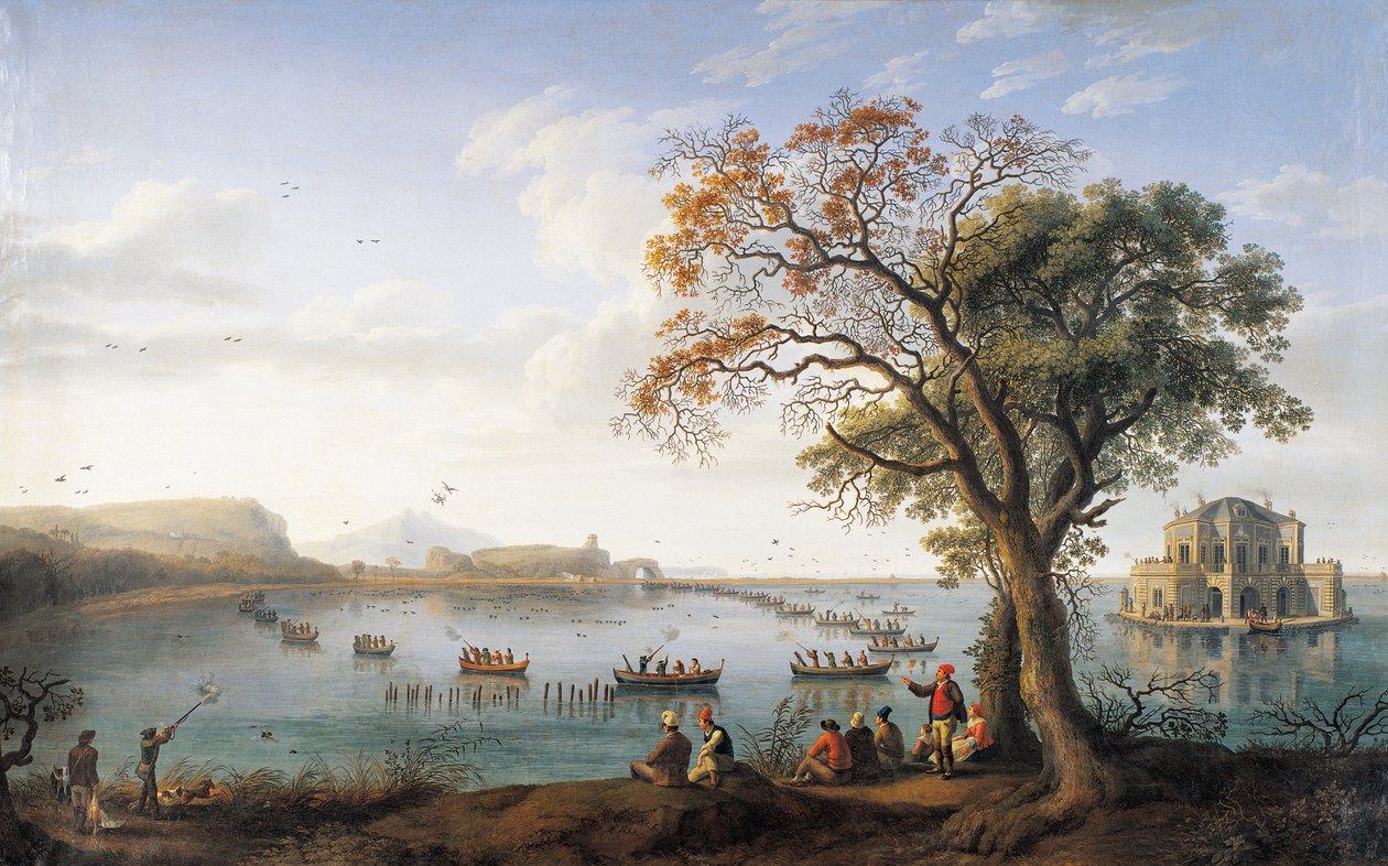 Chasse de foulques au lac Fusano - Jacob Philippe Hackert