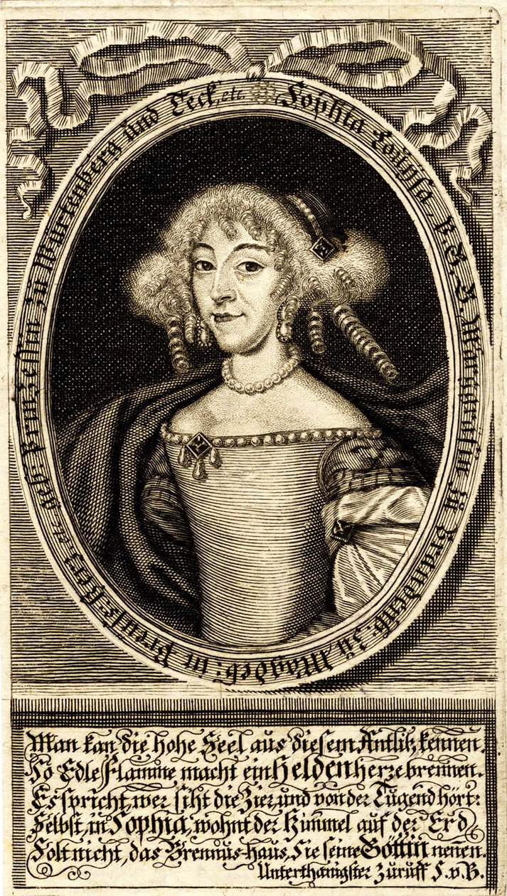 Portrait de Sophie Louise de Wurtemberg-Stuttgart, Margravine de... - Jacob Sandrart von