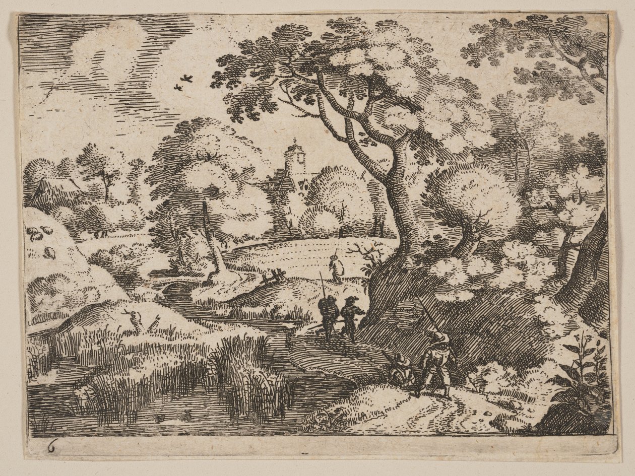 Chemin entre le marais et la rive boisée, extrait de Paysages - Jacob Savery I