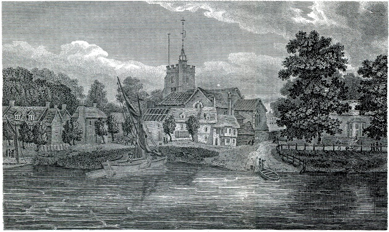 Gravure St Nicholas Church Chiswick par Schnebbelie 1807 - Jacob Schnebbelie
